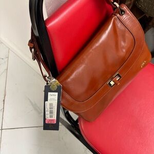 TreVero Tan Leather Shoulder Bag - Luxury